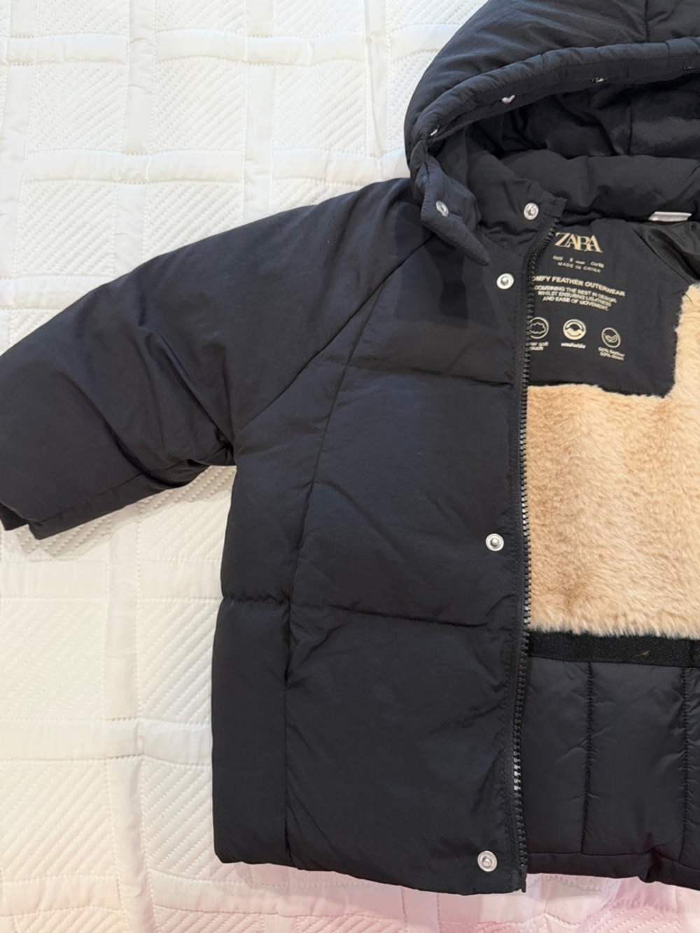 Zara Kids Hooded Puffer Jacket - Black